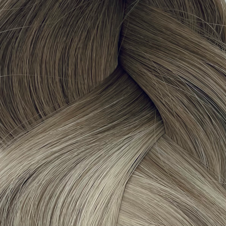Custom bespoke shades Australian nanotip hair extensions from a single donor, 100% human virgin hair, double drawn, thick from root to tip, ethically produced