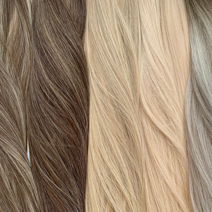 "Ethically produced Australian nanotip hair extensions in piano shades, double drawn, sourced from a single donor, 100% human virgin hair, thick from root to tip for a full, luxurious look