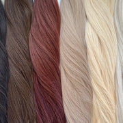 Ethically produced Australian nano tip hair extensions in highlighted  piano shades, double drawn, sourced from a single donor, 100% human virgin hair, thick from root to tip for a full, luxurious look