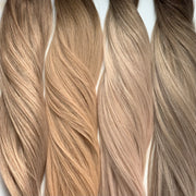 Double drawn Australian nanotip hair extensions, sourced from a single donor, 100% human virgin hair, thick from root to tip, ethically produced, available in bespoke and piano shades.