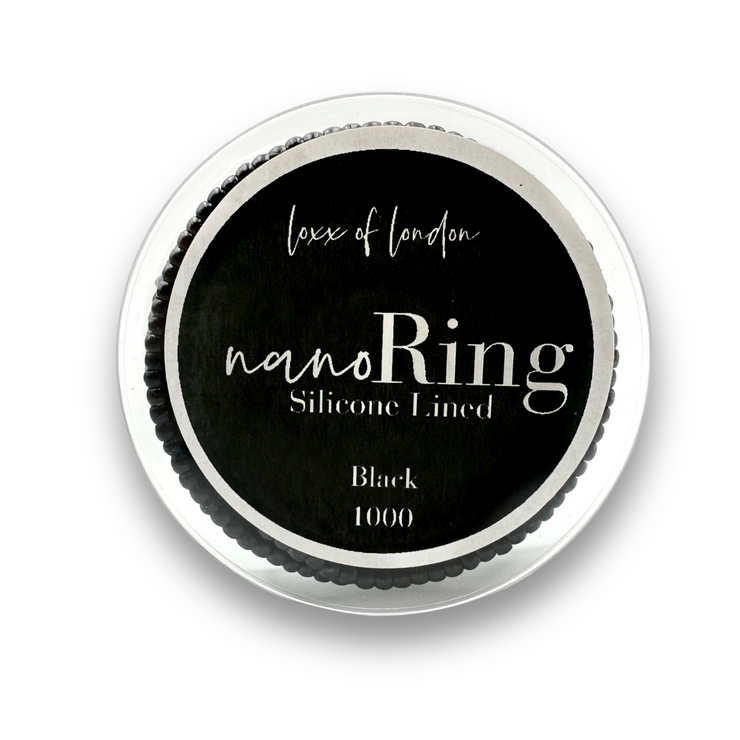 pre-loaded nano rings. Specifically designed for nano tip hair extensions, these beads feature a silicone lining that ensures a secure and comfortable grip without damaging your natural hair. The pre-loaded design allows for a fast and efficient set-up, enabling quicker loading on your looping tool. 