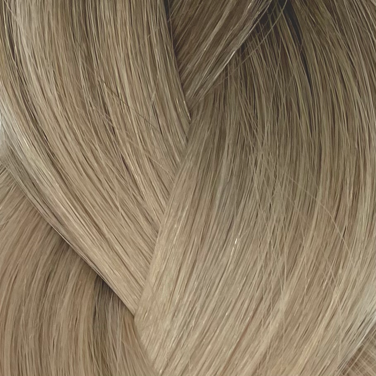 Custom bespoke shades Australian nanotip hair extensions from a single donor, 100% human virgin hair, double drawn, thick from root to tip, ethically produced