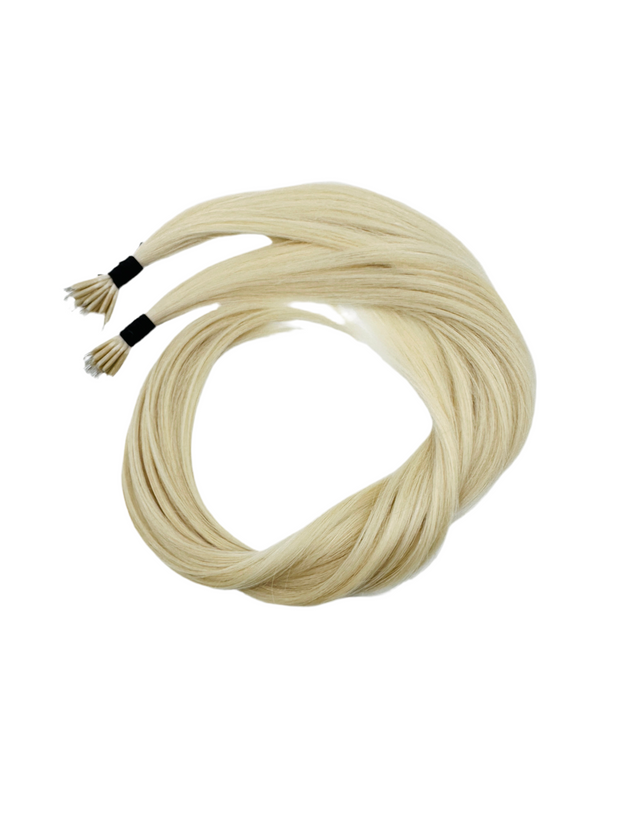 Solid shades double drawn Australian nanotip hair extensions, sourced from a single donor, 100% human virgin hair, thick from root to tip, ethically produced for premium quality and volume