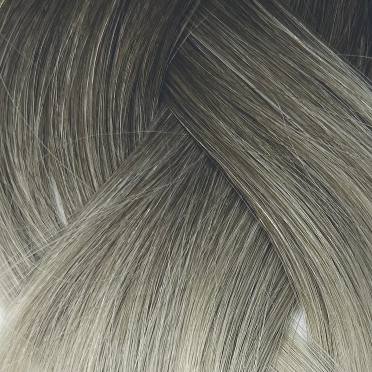 Custom bespoke shades Australian nanotip hair extensions from a single donor, 100% human virgin hair, double drawn, thick from root to tip, ethically produced