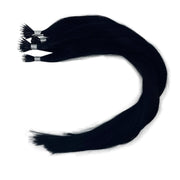 1 - Solid shades double drawn Australian nanotip hair extensions, sourced from a single donor, 100% human virgin hair, thick from root to tip, ethically produced for premium quality and volume
