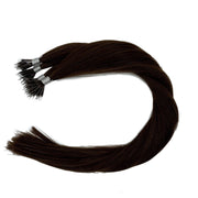 Solid shades double drawn Australian nanotip hair extensions, sourced from a single donor, 100% human virgin hair, thick from root to tip, ethically produced for premium quality and volume