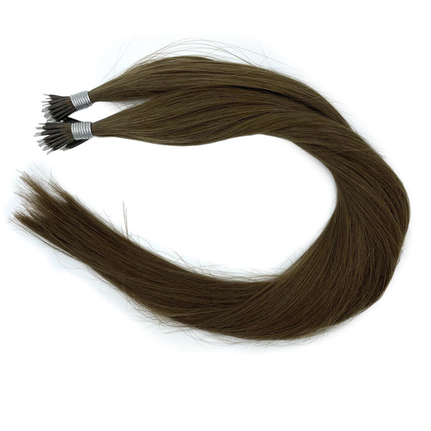 Solid shades double drawn Australian nanotip hair extensions, sourced from a single donor, 100% human virgin hair, thick from root to tip, ethically produced for premium quality and volume