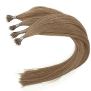 Solid shades double drawn Australian nanotip hair extensions, sourced from a single donor, 100% human virgin hair, thick from root to tip, ethically produced for premium quality and volume