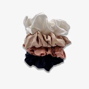 Large Silk Scrunchies - Loxx Of London - Luxurious silk scrunchies safe for hair, designed to prevent breakage and eliminate kinks for smooth, healthy hair
