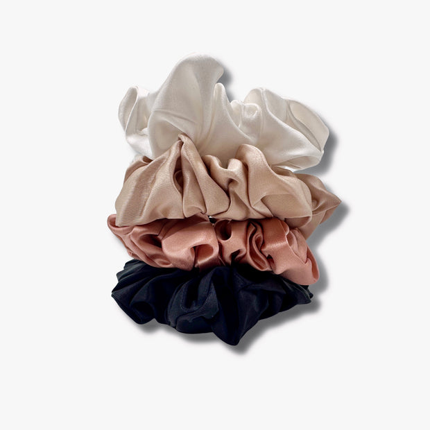 Large Silk Scrunchies - Loxx Of London - Luxurious silk scrunchies safe for hair, designed to prevent breakage and eliminate kinks for smooth, healthy hair