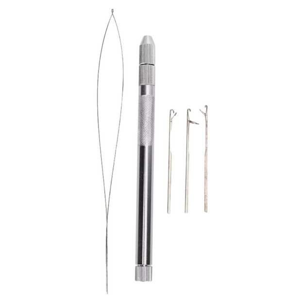Durable aluminium micro ring looping tool for effortless hair extension application.